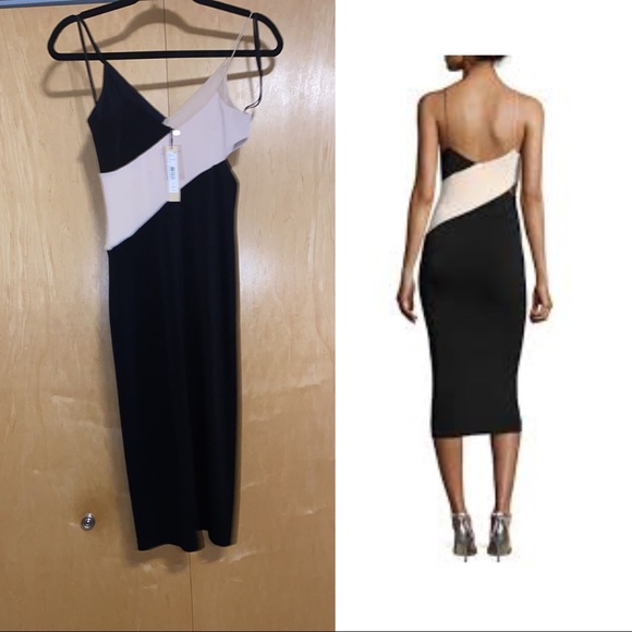 Aurora Colorblock Fitted Midi Dress w/ Cutouts - Picture 2 of 11